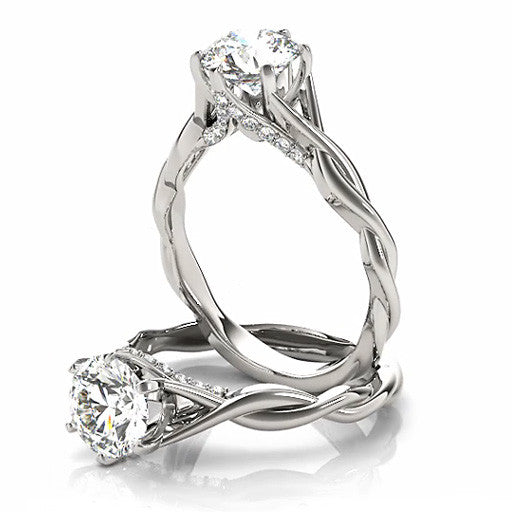 Round Brilliant Moissanite 6 Prong Twisted Engagement Ring