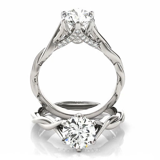 Round Brilliant Moissanite 6 Prong Twisted Engagement Ring