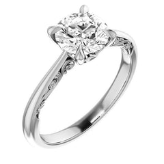 Round Surprise Stone Solitaire with Scroll Accents