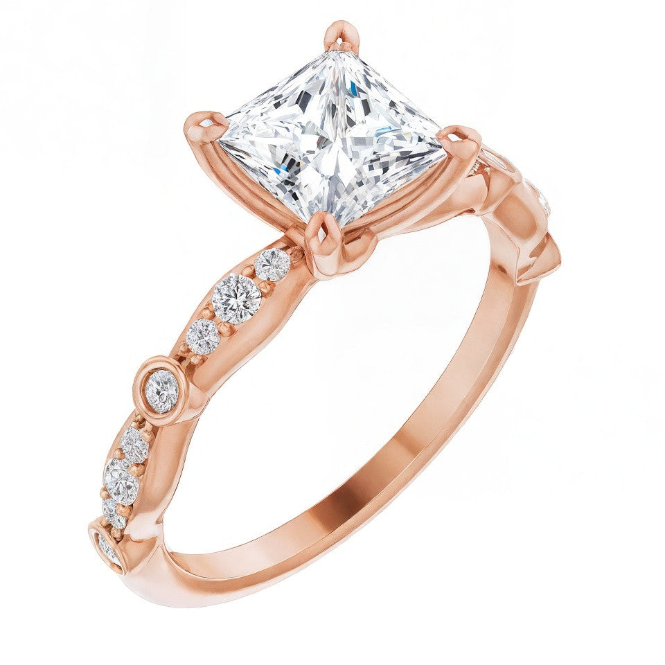 Princess cut Moissanite Engagement Ring