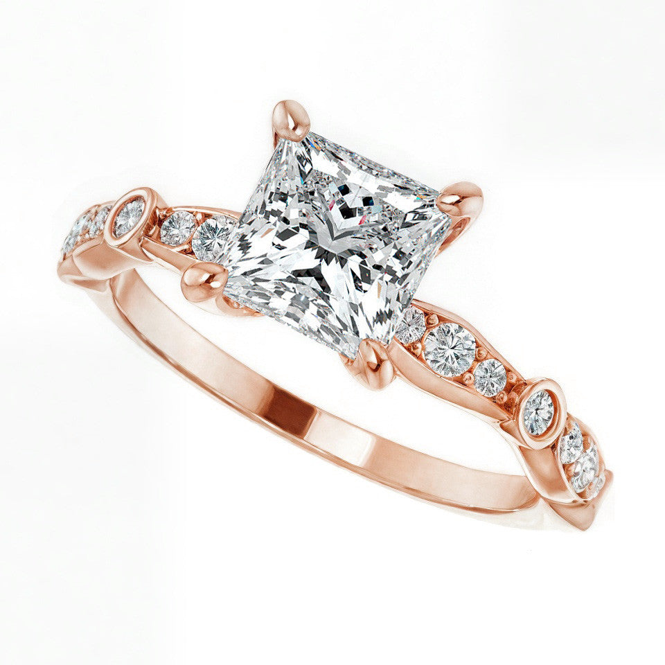 Princess cut Moissanite Engagement Ring