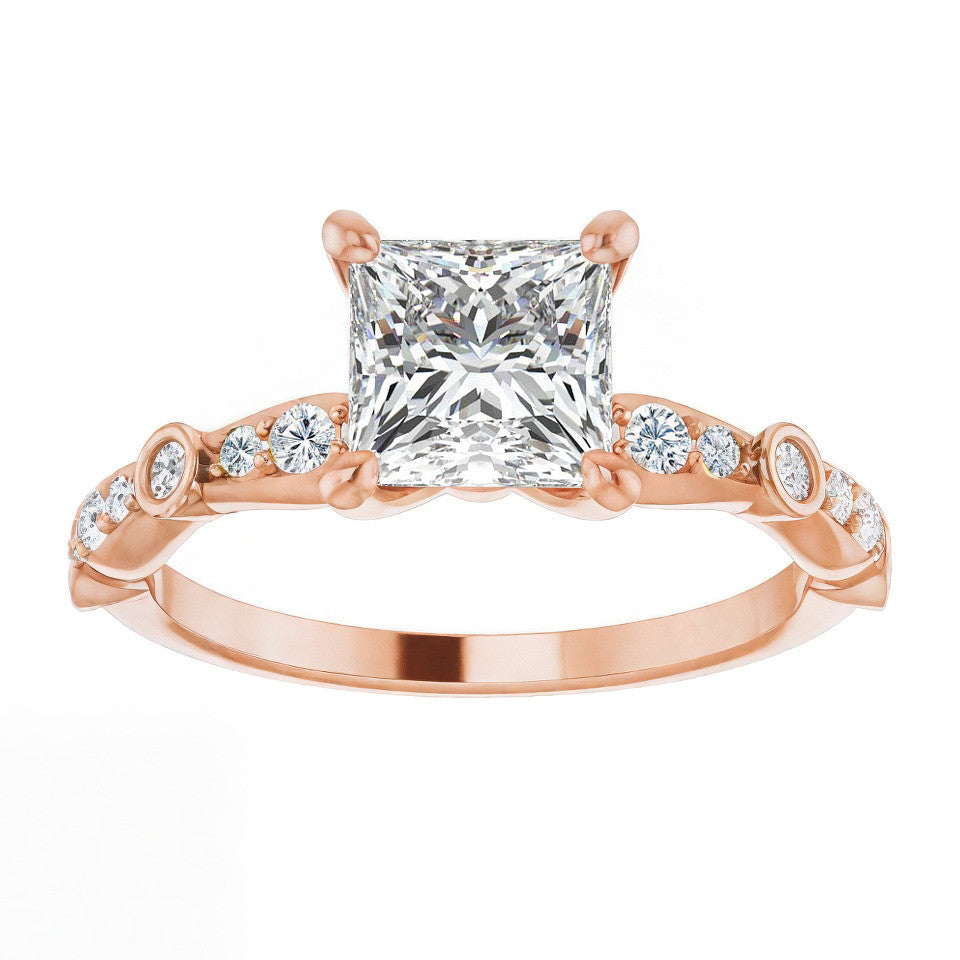Princess cut Moissanite Engagement Ring
