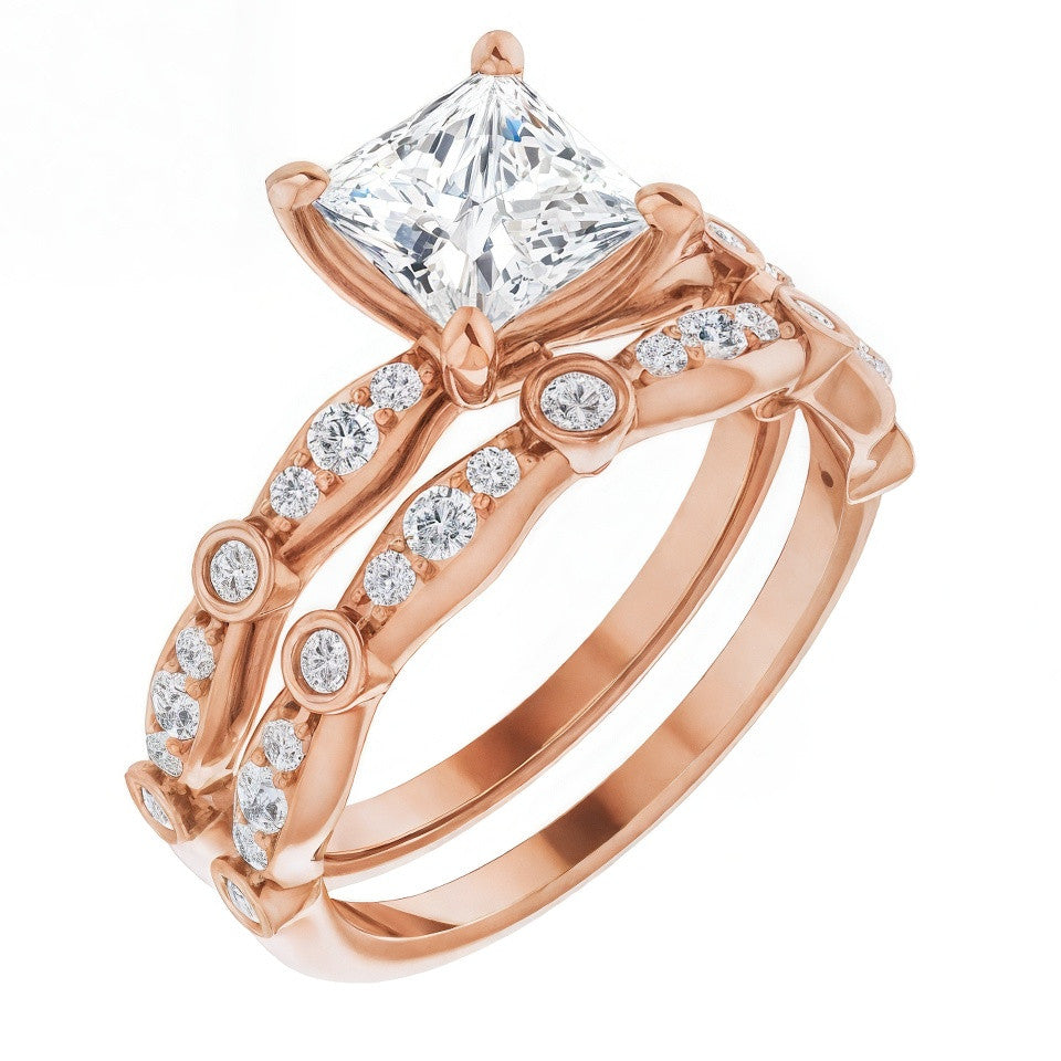Princess cut Moissanite Engagement Ring