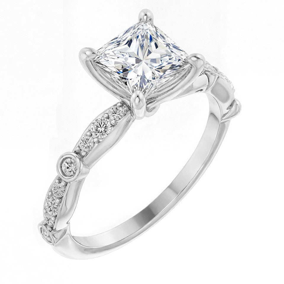 Princess cut Moissanite Engagement Ring