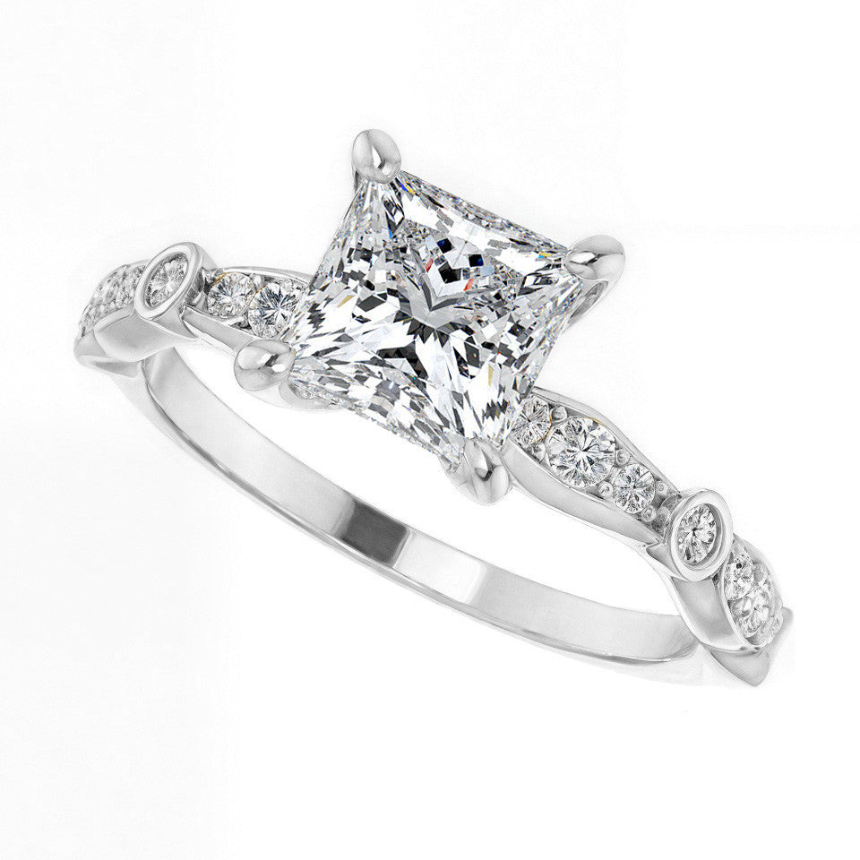 Princess cut Moissanite Engagement Ring