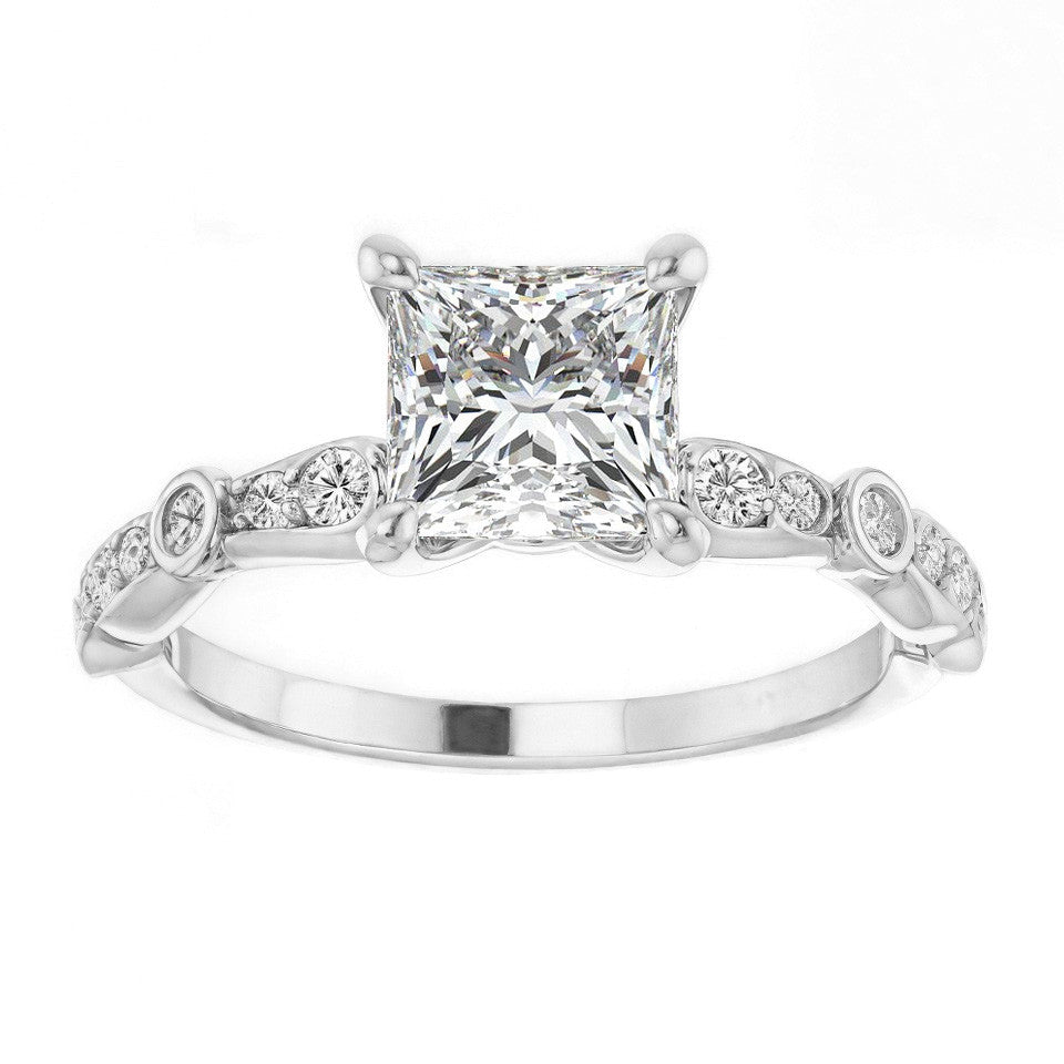 Princess cut Moissanite Engagement Ring
