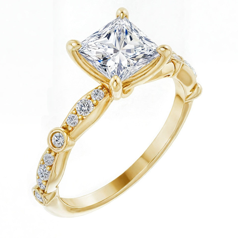 Princess cut Moissanite Engagement Ring