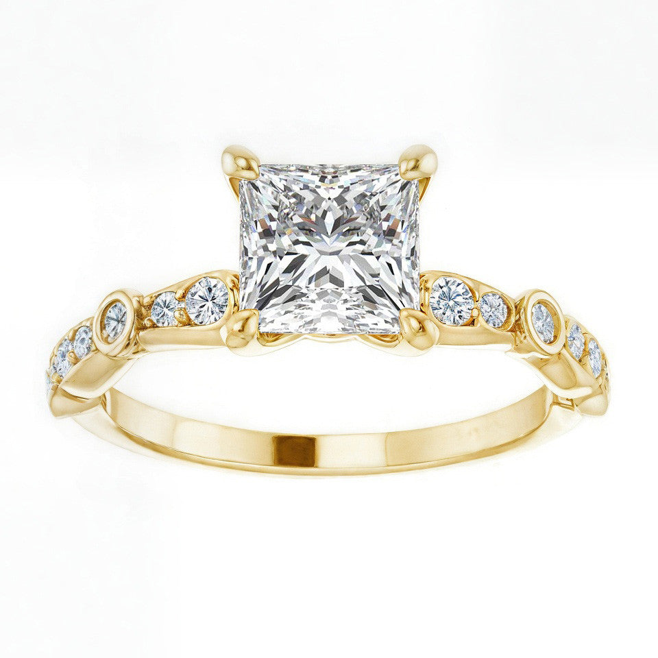 Princess cut Moissanite Engagement Ring