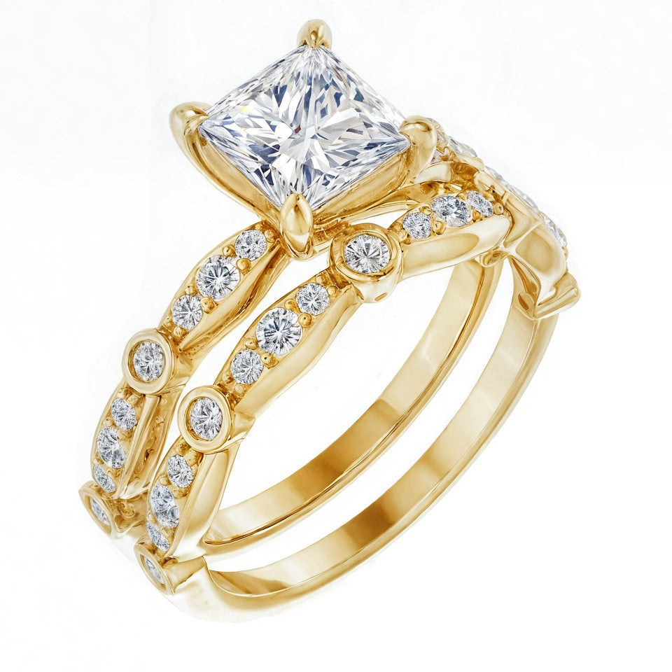 Princess cut Moissanite Engagement Ring