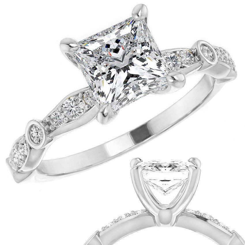 Princess cut Moissanite Engagement Ring