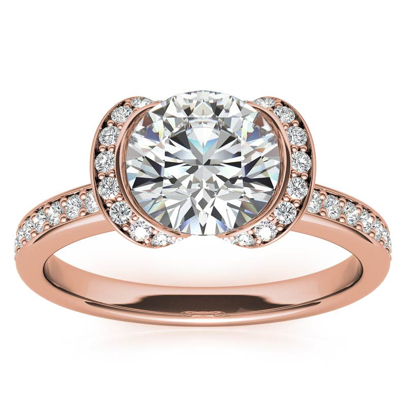 Round Brilliant Moissanite Semi Bezel Style Engagement Ring