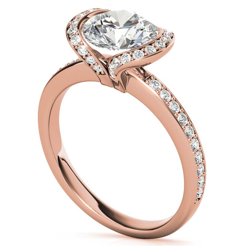 Round Brilliant Moissanite Semi Bezel Style Engagement Ring