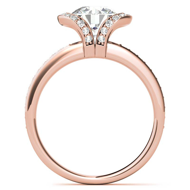Round Brilliant Moissanite Semi Bezel Style Engagement Ring