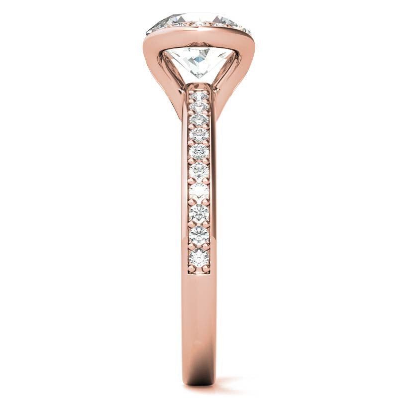 Round Brilliant Moissanite Semi Bezel Style Engagement Ring