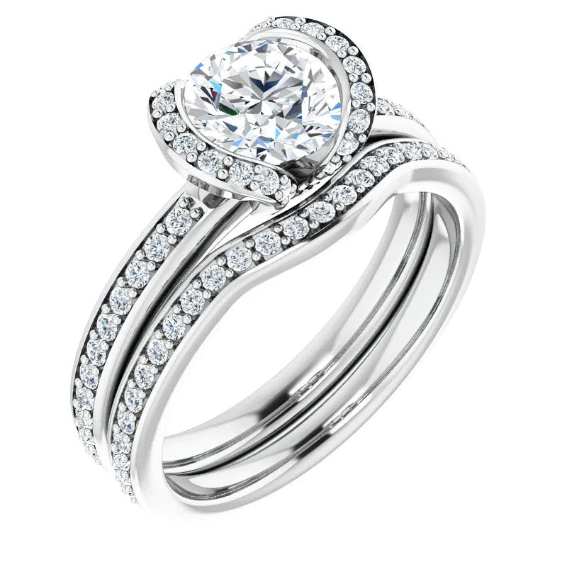 Round Brilliant Moissanite Semi Bezel Style Engagement Ring