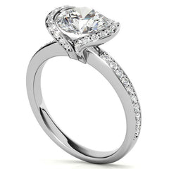 Round Brilliant Moissanite Semi Bezel Style Engagement Ring