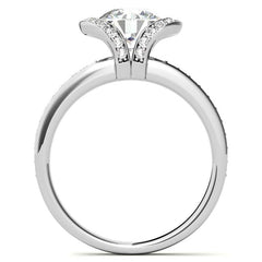 Round Brilliant Moissanite Semi Bezel Style Engagement Ring