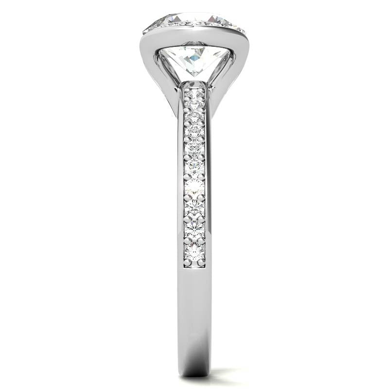 Round Brilliant Moissanite Semi Bezel Style Engagement Ring