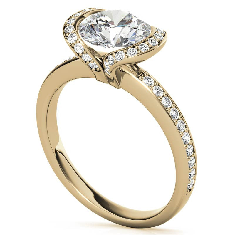 Round Brilliant Moissanite Semi Bezel Style Engagement Ring