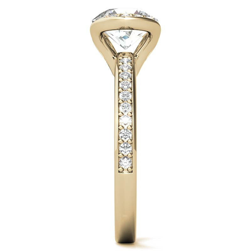 Round Brilliant Moissanite Semi Bezel Style Engagement Ring
