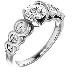 Round Semi-Bezel Moissanite Engagement Ring