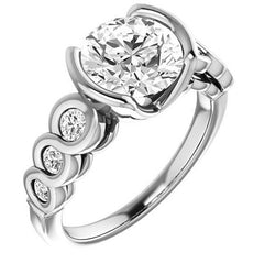 Round Semi-Bezel Moissanite Engagement Ring