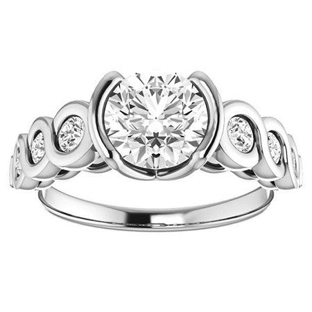 Round Semi-Bezel Moissanite Engagement Ring