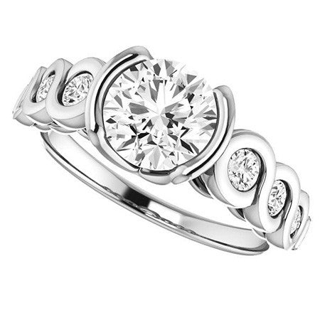 Round Semi-Bezel Moissanite Engagement Ring