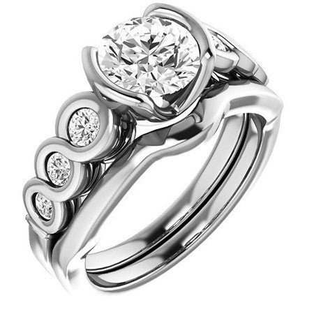 Round Semi-Bezel Moissanite Engagement Ring