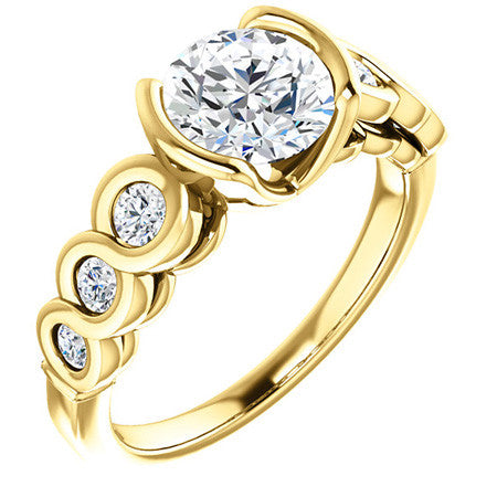 Round Semi-Bezel Moissanite Engagement Ring