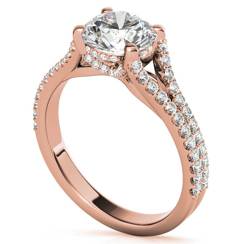 Round Split Shank Moissanite Engagement Ring