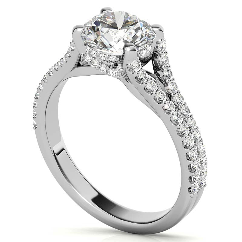 Round Split Shank Moissanite Engagement Ring
