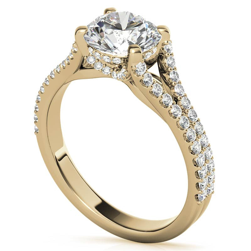 Round Split Shank Moissanite Engagement Ring