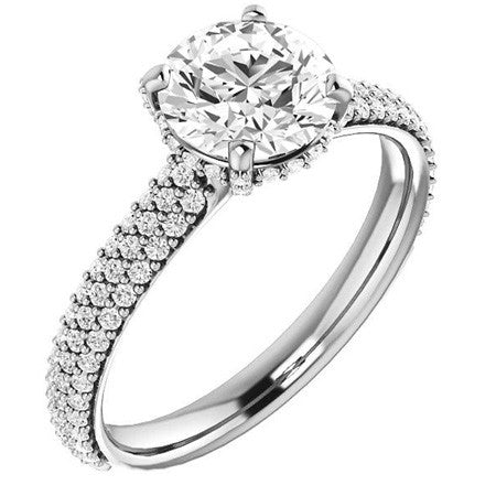 Round Pave Style Moissanite Engagement Ring