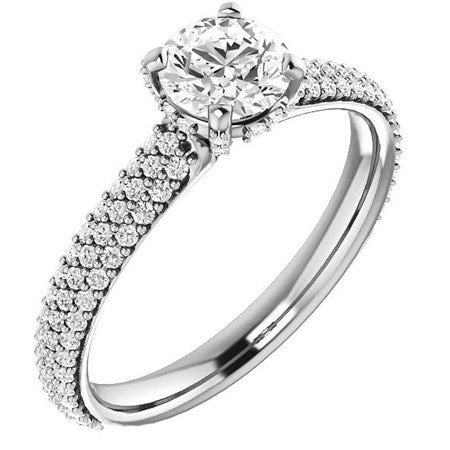 Round Pave Style Moissanite Engagement Ring