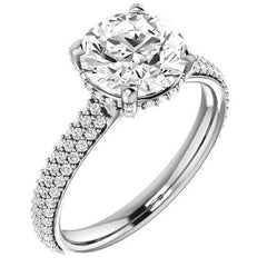 Round Pave Style Moissanite Engagement Ring