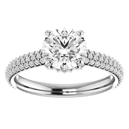 Round Pave Style Moissanite Engagement Ring