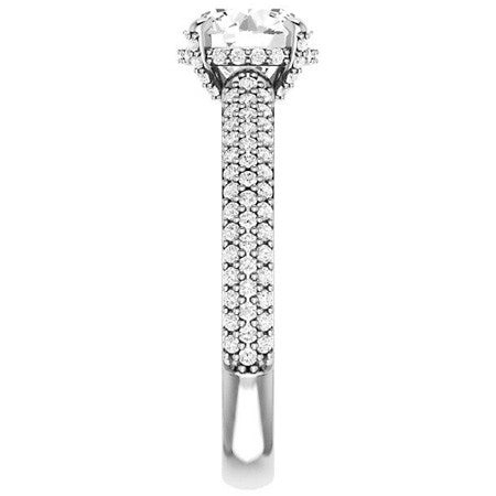 Round Pave Style Moissanite Engagement Ring