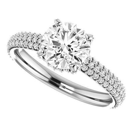 Round Pave Style Moissanite Engagement Ring