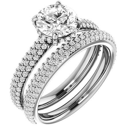 Round Pave Style Moissanite Engagement Ring