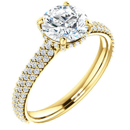 Round Pave Style Moissanite Engagement Ring