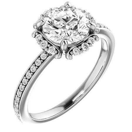 Round Halo Moissanite Engagement Ring