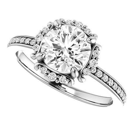 Round Halo Moissanite Engagement Ring