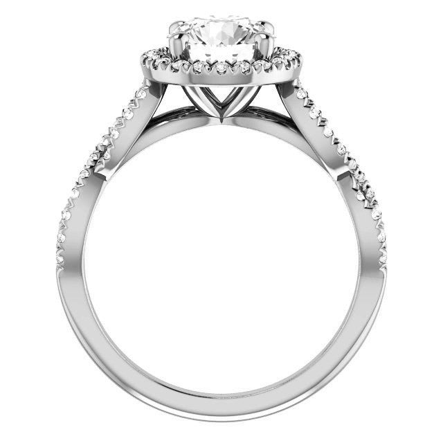 Round Brilliant Moissanite Halo Engagement Ring with Twisted Band
