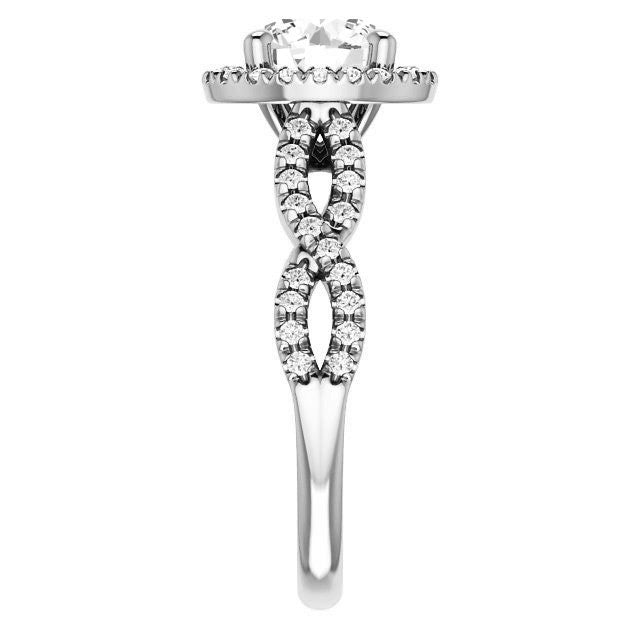 Round Brilliant Moissanite Halo Engagement Ring with Twisted Band