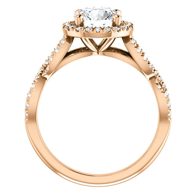Round Brilliant Moissanite Halo Engagement Ring with Twisted Band
