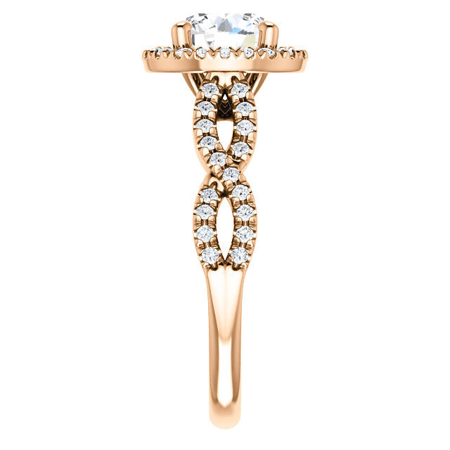 Round Brilliant Moissanite Halo Engagement Ring with Twisted Band