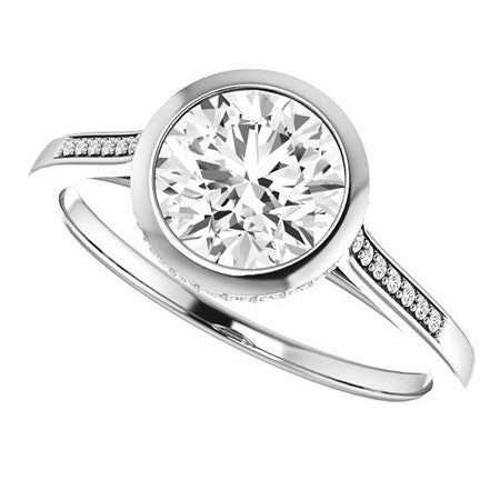Round Petite Bezel Moissanite Engagement Ring