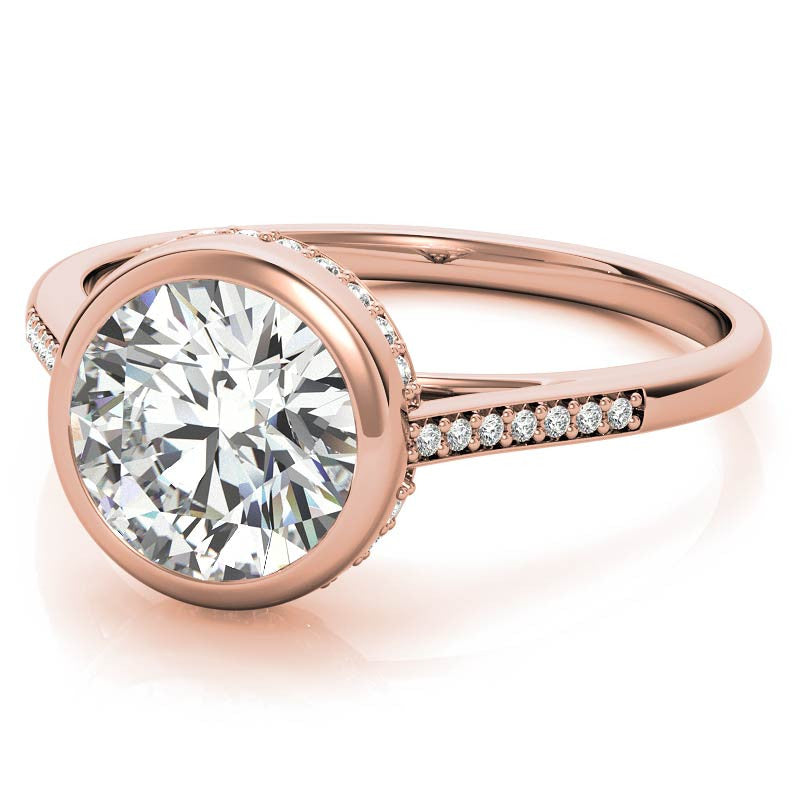 Round Petite Bezel Moissanite Engagement Ring