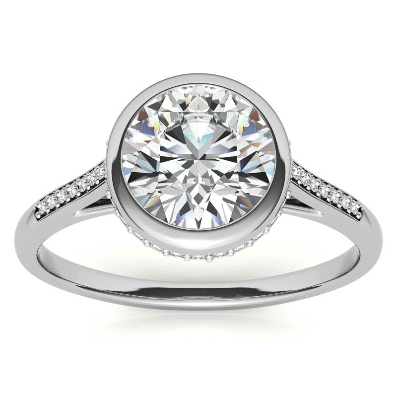 Round Petite Bezel Moissanite Engagement Ring